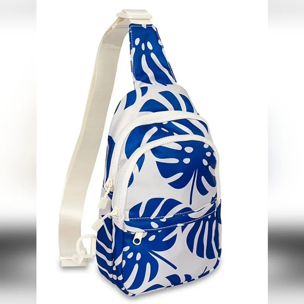 GOGO | Ava Sling Bag in Blue and White Print New With Tags Boho‎ Chic Travel Bag